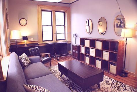 The Groom's Suite, a living-room style lounge for the wedding party